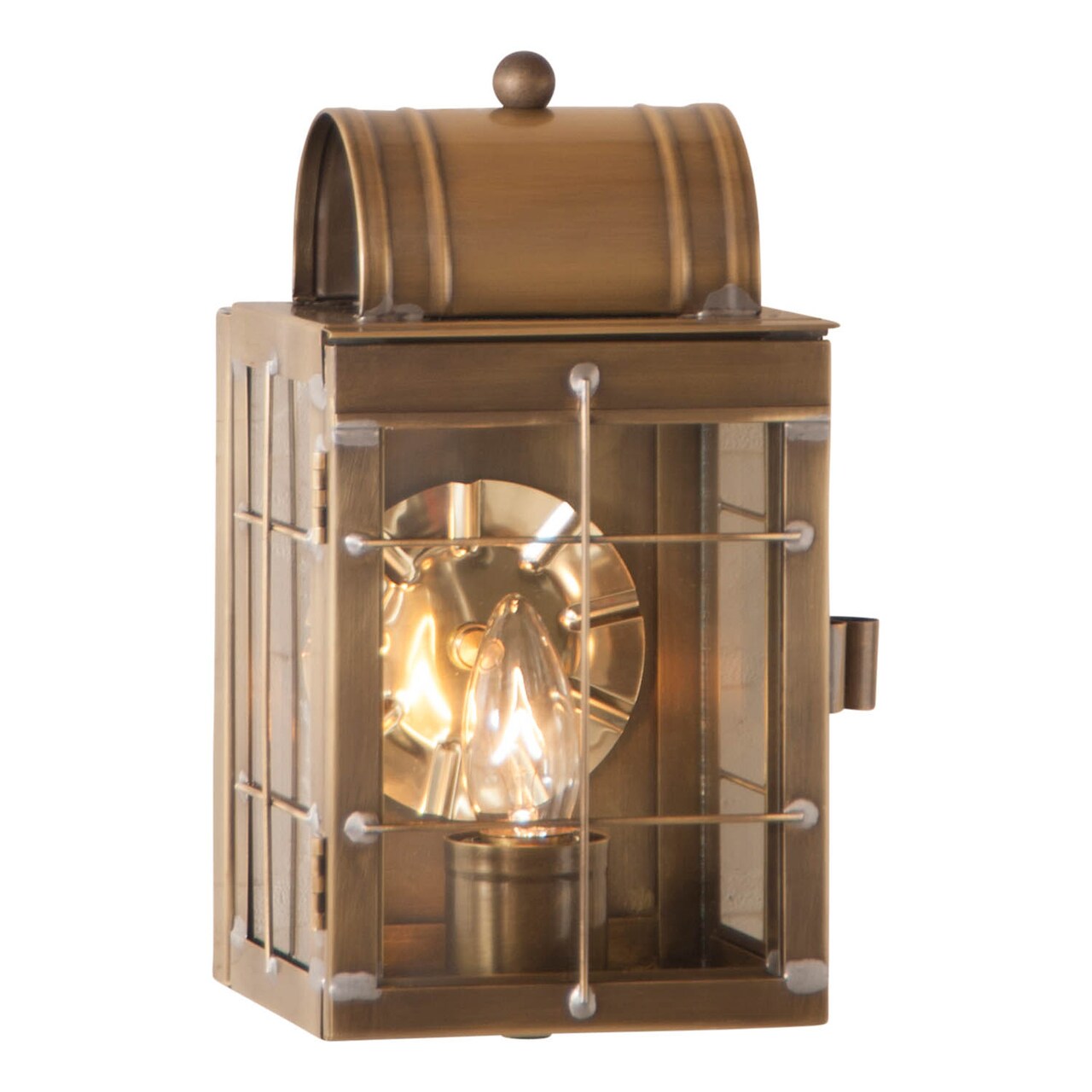 Irvin's Country Tinware Small Wall Lantern in Weathered Brass